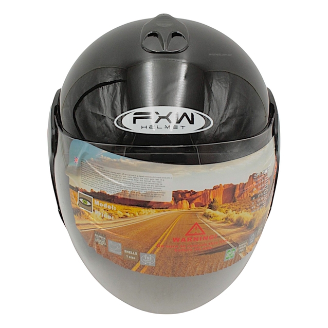 Мото шолом, відкритий (S) FXW HF-217 чорний глянець фото westvelo.com