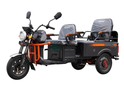 Трицикл РОЗІБРАНИЙ вантажний Corso «HARDY» BG-633119, двигун 1200W, акумулятор 60V 38Ah графеновий, чорно-помаранч 4 МІСЦЯ+ 1 ящик.акум, колеса 12"