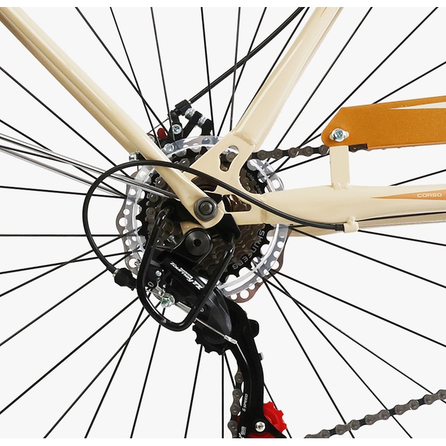 Міський велосипед 28 ST Corso «LIBERTY» LR-28406 сталь 20", (к-т SHIMANO) бежевий + кошик фото westvelo.com