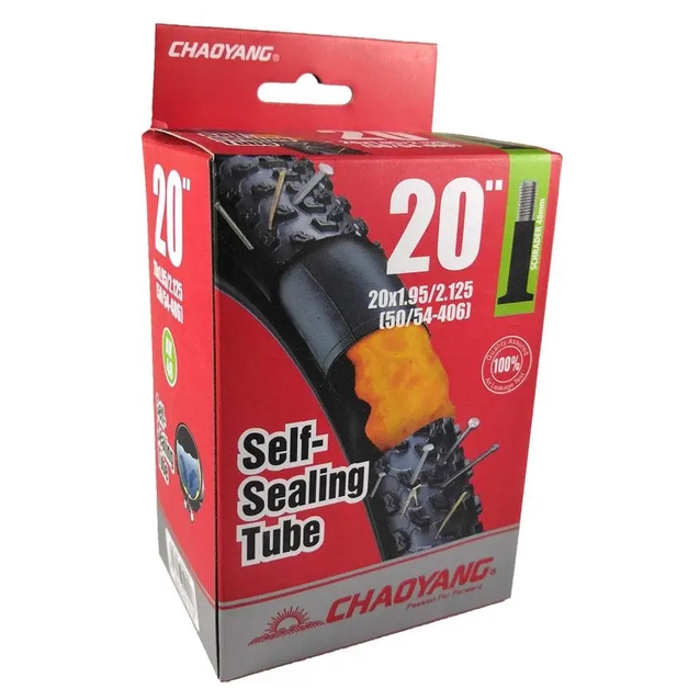 Камера 20. довгий ніпель AV 48mm CHAOYANG (1.95-2.125) самоклеюча (з антипрокольним гелем) фото westvelo.com