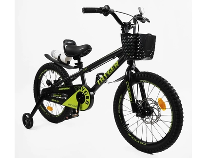 Дитячий велосипед 18 AL Corso «TAYGER» TG-36130 алюмінієва рама, дискові гальма, чорно-жовтий
