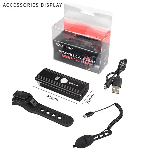 Фара usb + сигнал StVZo HJ-062 з датчиком світла, AL корпус 300 LM . Type C фото westvelo.com