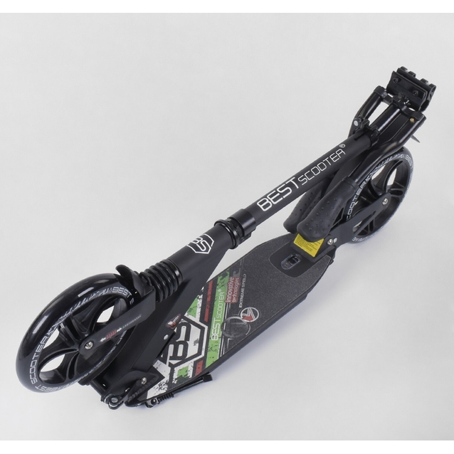 Самокат дитячий 2-х колісний, PU Best Scooter 33006 чорно-салатовий, Ø200mm, AL, 2 амортизатора фото westvelo.com