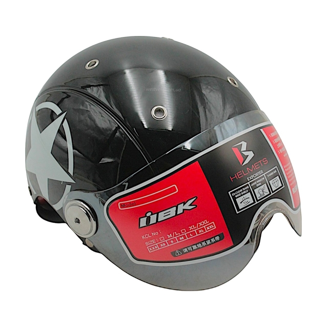 Мото шолом, відкритий (L) "IBK" 033 STAR, чорний фото westvelo.com