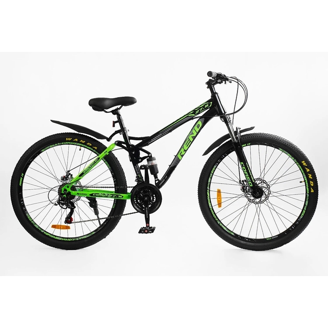 Велосипед 27.5 ST Corso «REND» RD-60280 сталь 15", (к-т SHIMANO) чорно-салатовий фото westvelo.com