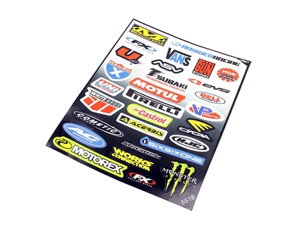 Наклейки "MOTORSPORТ" 30шт (5518) (25х21см), на планшеті