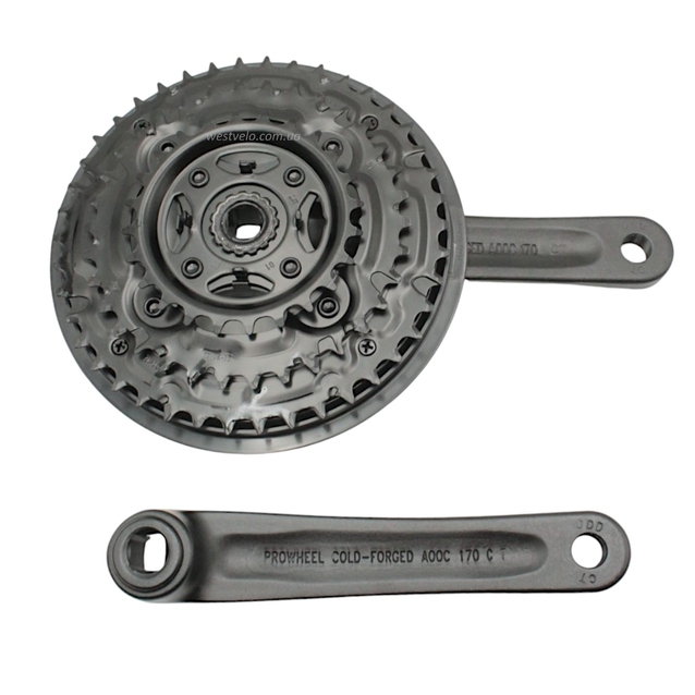 Система шатунів мтв мала PROWHEEL. МА-АС49. AL чорна (24/34/42Т) L-170мм. фото westvelo.com