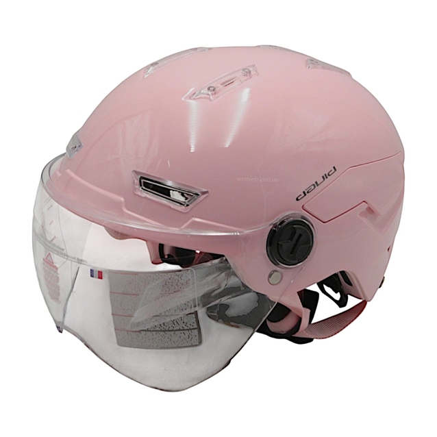 Мото шолом, відкритий (S-M) "DAVID" D316, рожевий глянцевий (ABS) фото westvelo.com