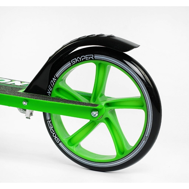 Самокат дитячий 2-х колісний, PU Skyper «NEON» N-36719 салатовий, Ø200mm, ST, ручне гальмо фото westvelo.com