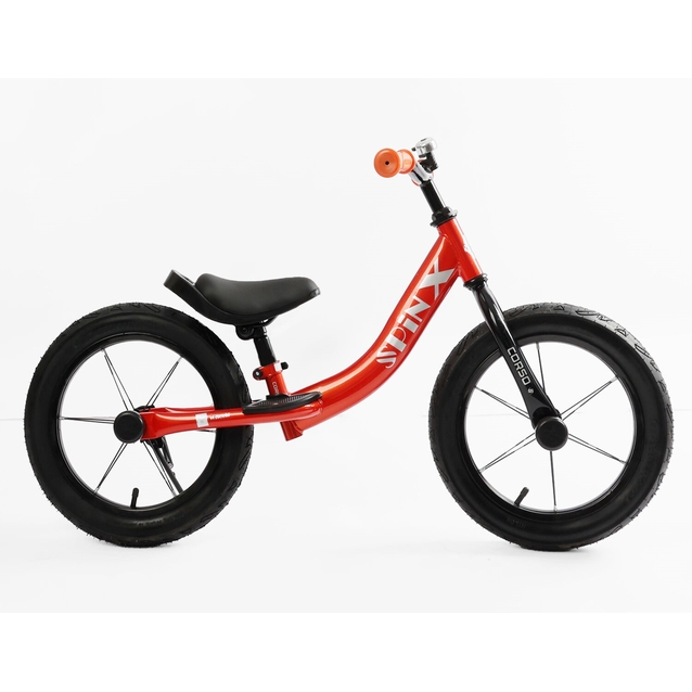 Велобіг 14 Corso надувні колеса, сталева рама «SPIN-X»  PX-280-14 червоний, підніжка, підставка для ніг, дзвіночок фото westvelo.com