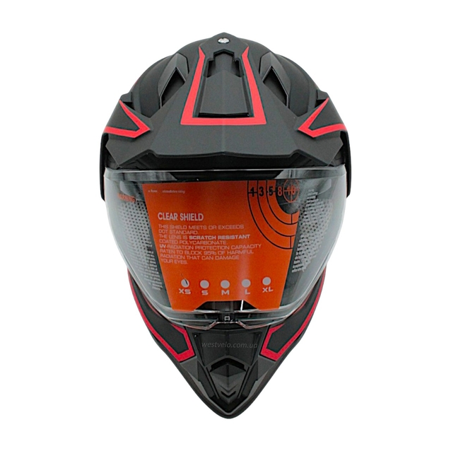 Шолом, закритий крос/ендуро (L 59-60) АТV Forsage Rider 035 чорно-червоний матовий з дашком + вмонтовані окуляри фото westvelo.com