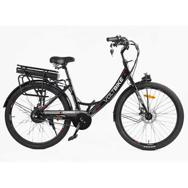 Електровелосипед 26 ST Corso «VOLT BIKE» ТВ-50082 сталь, двигун 350W, акумулятор 36V10Ah, темно зелено-червоний без кошика фото westvelo.com