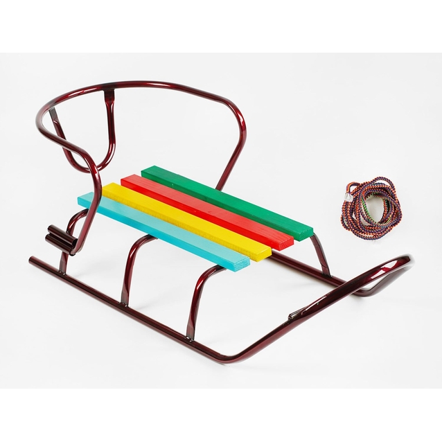 Сани без ручки, ЛЮКС круглі полози, бордові фото westvelo.com