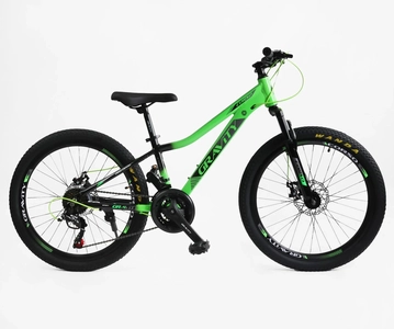 Велосипед 24 AL Corso «GRAVITY» GR-24558 алюміній 12", (к-т SHIMANO) салатовий