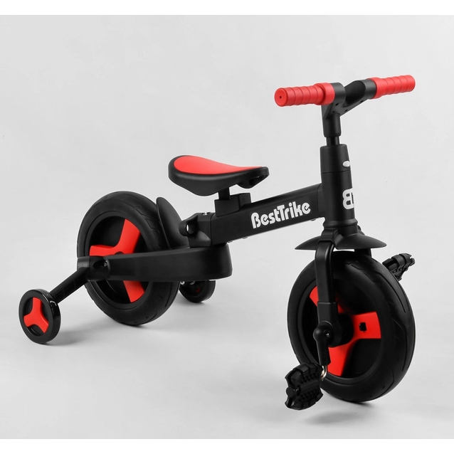 Велобіг-трансформер, 2-кол з батьківською ручкою, PU 10 BestTrike алюміній 23031 чорно-червоний, складний, батьківська ручка, знімні педалі фото westvelo.com