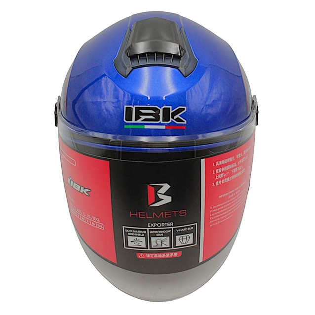 Мото шолом, відкритий (L) "IBK" 705, синій карбон з відкідними окулярами фото westvelo.com