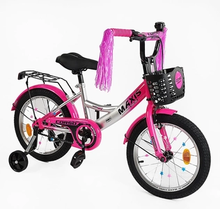 Дитячий велосипед 20 ST Corso «MAXIS» CL-20350 рожево-сірий, ручне гальмо, дзвіночок, сидіння з ручкою, додаткові колеса