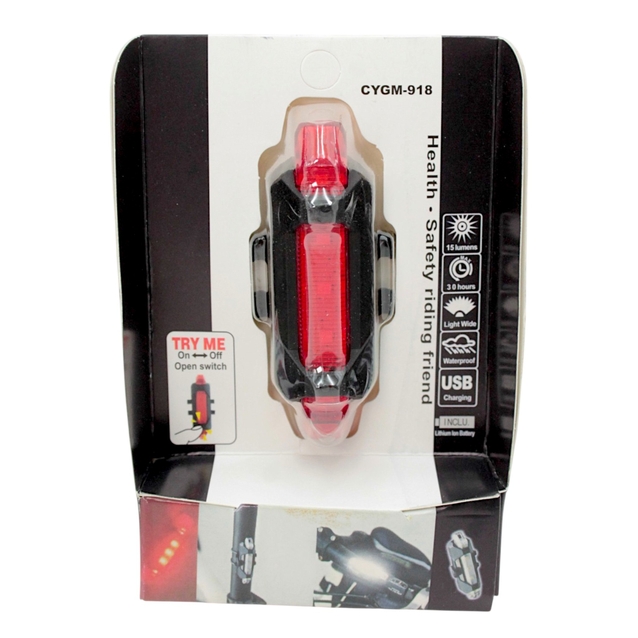 Мигалка зад DC-918, з акумулятором, на usb зарядку, червоно-біла фото westvelo.com