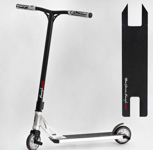 Самокат трюковий Best Scooter «FREESTYLE» N-31020 чорно-срібний, HIC-система, пеги, AL диск та дека, колеса PU Ø120mm, ширина керма - 58 см