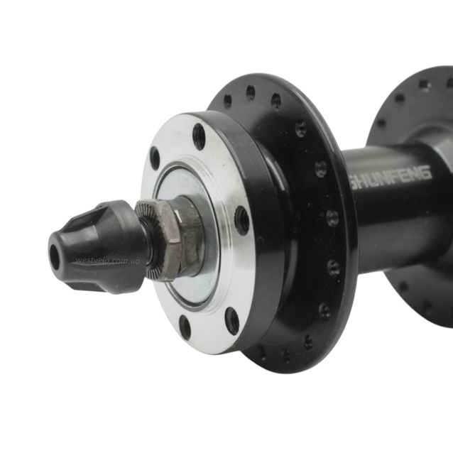 Втулка мтв передня, алюмінієва, диск гальма 6 болтів, з ексцентриком, SHUNFENG (14Gx36H) A210 фото westvelo.com