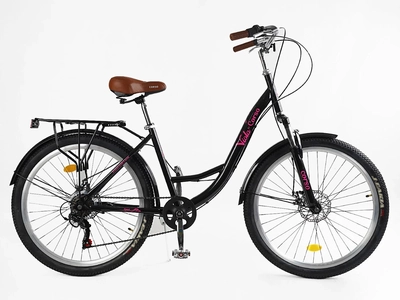 Міський велосипед 26 ST Corso «VIOLA» VL-26633 сталь 17", (к-т SHIMANO) чорно-рожевий