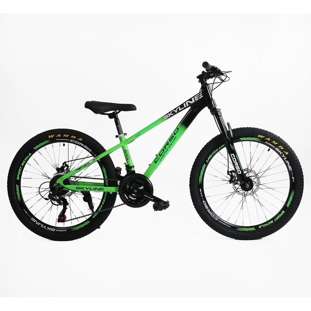 Велосипед 24 AL Corso «SKYLINE» SL-30501 алюміній 11", (к-т SHIMANO) чорно-салатовий фото westvelo.com