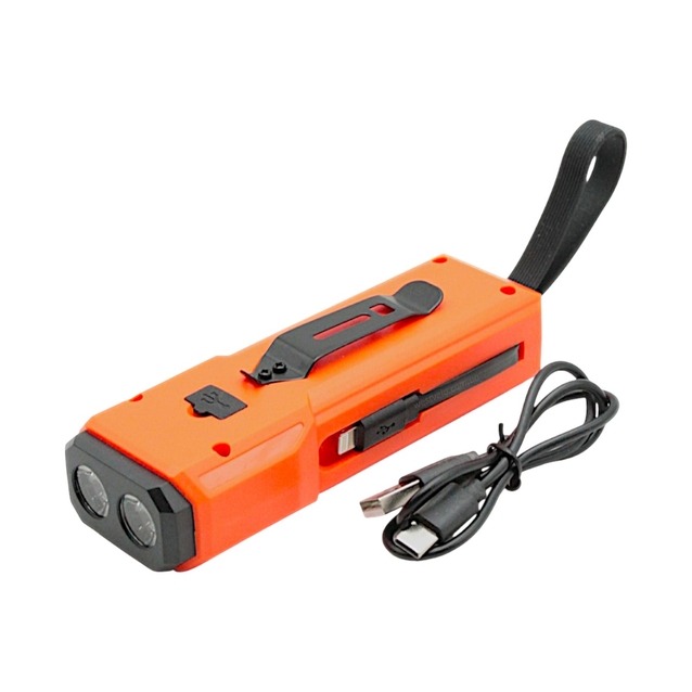 Фара Power bank (5000mAH) Z828-2x3W+COB, туристична, Type-C з (габаритним) аварійним червоно-синім світлом  (Помаранчевий) фото westvelo.com