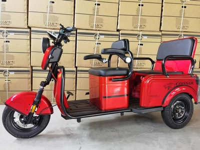 Трицикл «Consul» NL-600774, двигун 1200W, акумулятор 72V 23Ah графеновий, червоний + 1 ящик. акум, колеса 10"