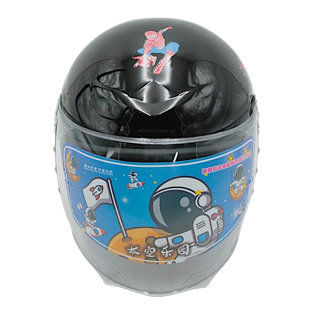 Мото шолом дитячий, відкритий (L) "908", Spider Man, чорний глянцевий фото westvelo.com