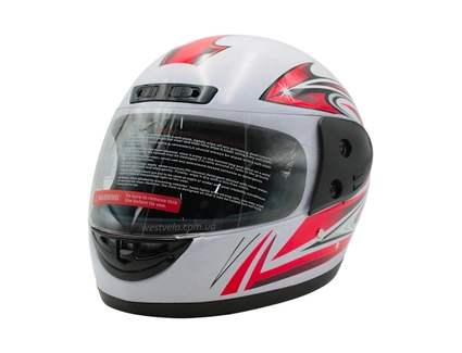 Мото шолом, закритий (L) AWN Helmet "109" білий глянцевий