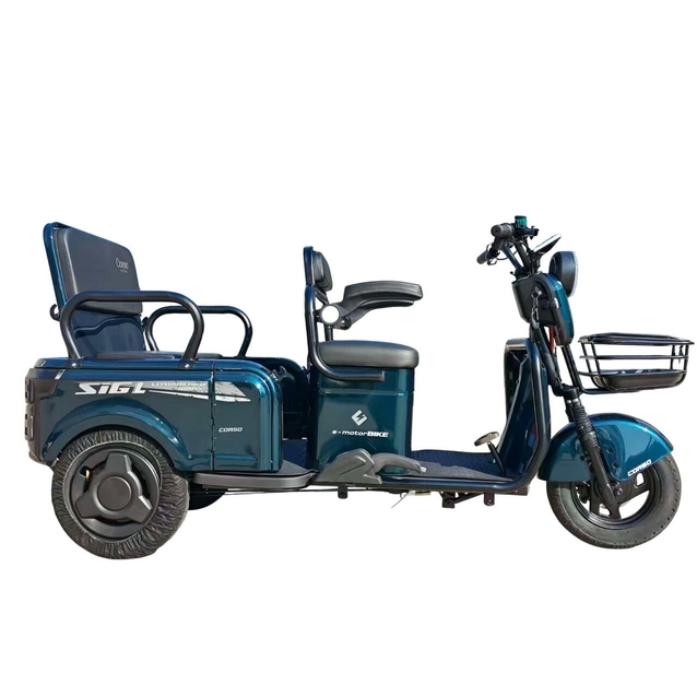 Трицикл Corso «SIG L» SL-070415, двигун 1200W, акумулятор 72V 24Ah літій-марганцево-залізо-фосфатний, зелений, колеса 10" фото westvelo.com