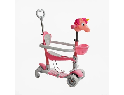 Самокат 5в1 Best Scooter P-63700, колеса PU 120х90mm зі світлом, сіро-рожевий