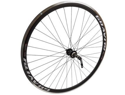 Колесо 28-29 зад, обід 2-ний чорний, втулка AL. Quando на віночках, ексцентрик, чорна спиця (Gravity)