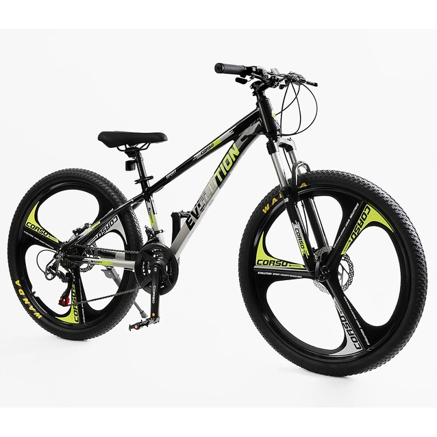 Велосипед 26 AL Corso «EVOLUTION» EV-26470 алюміній 13", (к-т SHIMANO) чорно-сіро-жовтий фото westvelo.com