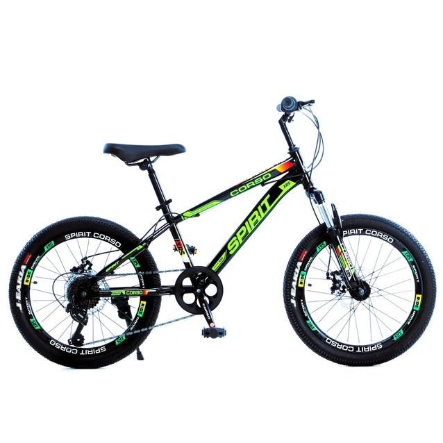 Велосипед 20 ST Corso «SPIRIT» ST-53088 сталь 11", (к-т SHIMANO) чорно-салатовий фото westvelo.com