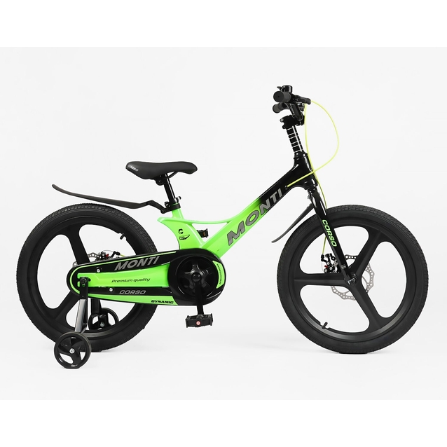 Дитячий велосипед 20 MG Corso «MONTI» MT-20662, магнієва рама, чорно-салатовий фото westvelo.com