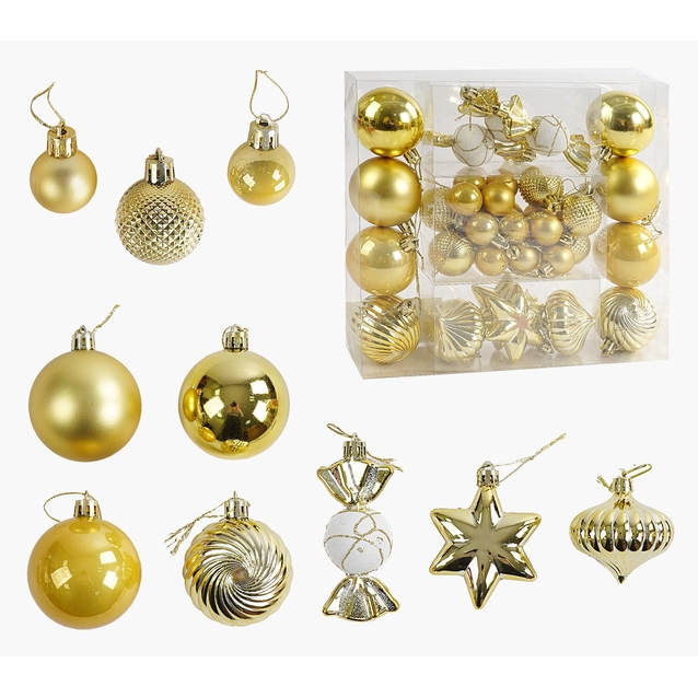 Новорічні прикраси 36 шт, кульки, цукерки, бурульки, зірочки, у слюді (C 67534) фото westvelo.com