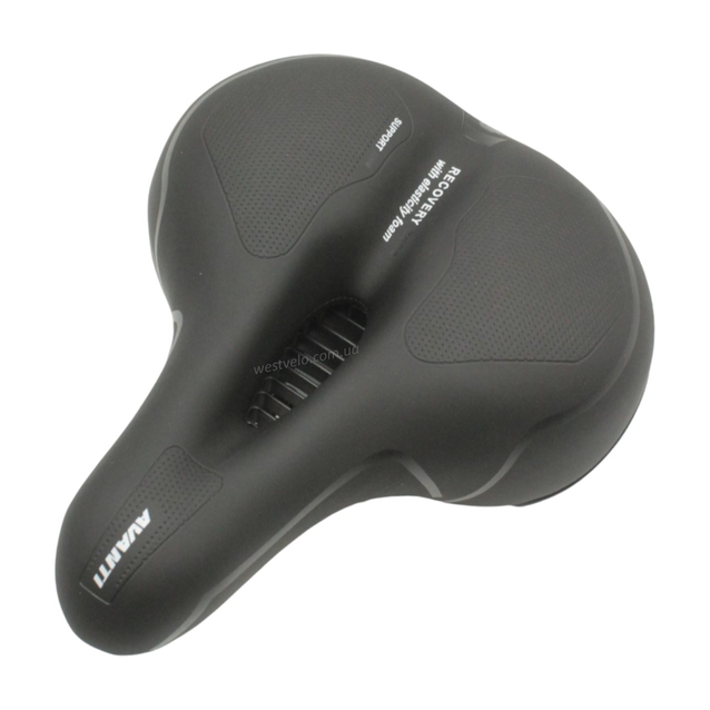 Сідло на демпферах з отвором AVANTI А-38 чорне, м'яке з катафотом фото westvelo.com