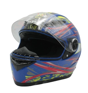 Мото шолом, закритий (L) "HONZ" Інтеграл OP02, синій глянцевий