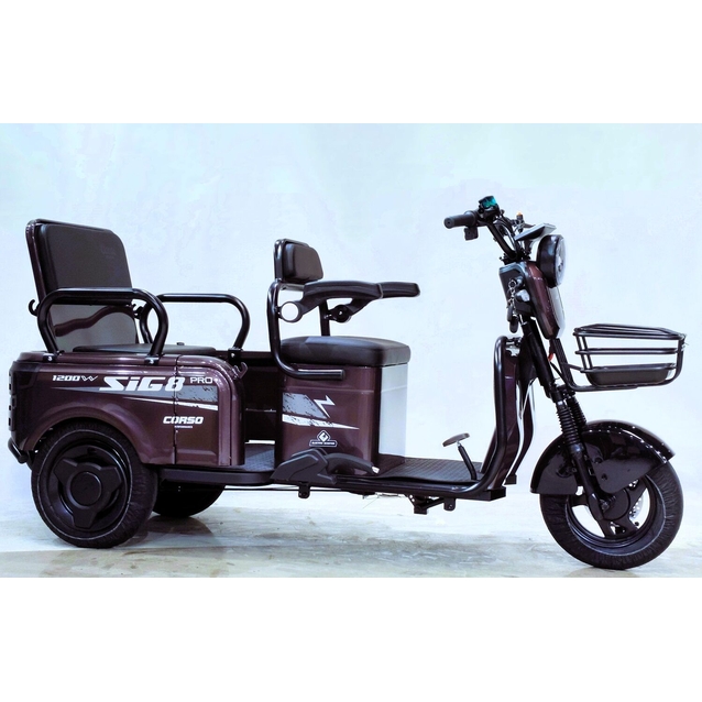 Трицикл Corso «SIG-8 Pro» SP-917084, двигун 1200W, акумулятор 72V/28Ah графеновий, фіолетовий + 1 ящик. акум, колеса 10" фото westvelo.com