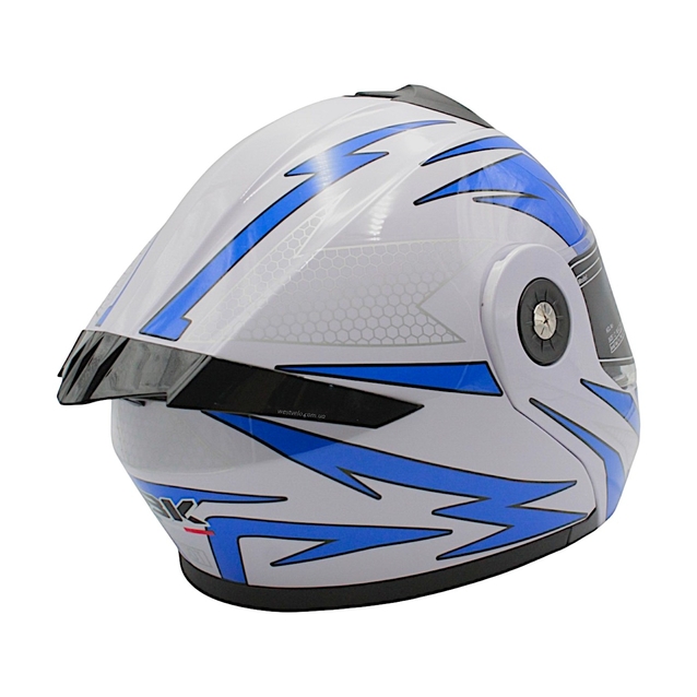 Мото шолом, трансформер (L) IBK-112 біло-синій з відкидними окулярами фото westvelo.com