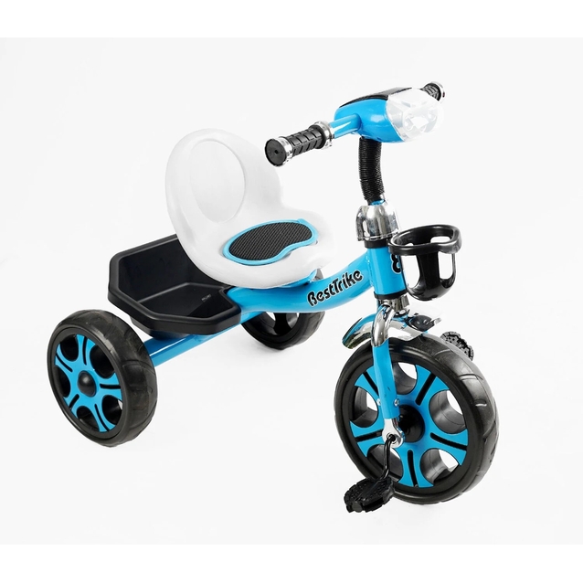 Дитячий велосипед 3-х колісний EVA (піна) Best Trike колеса 12-10, BS-24513 блакитний, сталева рама, фара з музикою та світлом, кошик фото westvelo.com