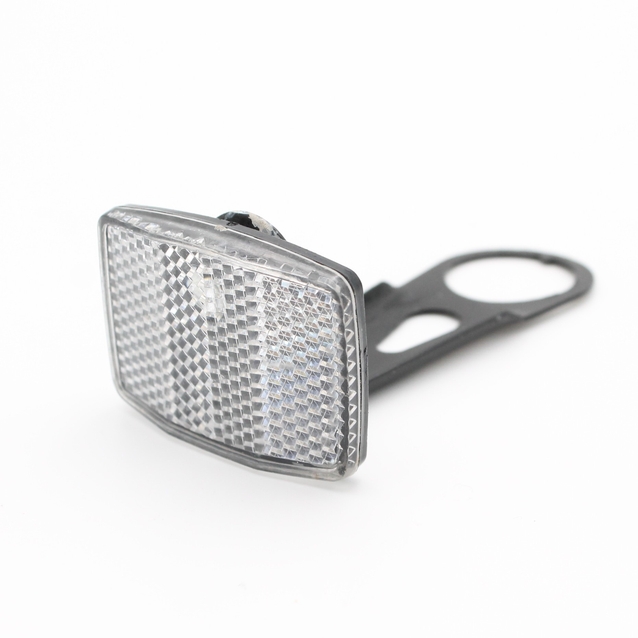 Катафот білий пластмасовий (кріплення кронштейн металевий) фото westvelo.com