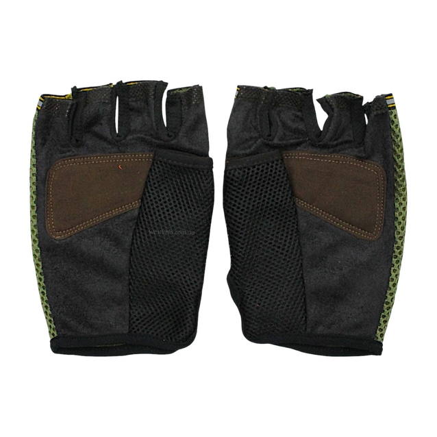 Мото рукавиці (L) "KNI0HTHOOD" чорно-зелені (з відкритими пальцями) фото westvelo.com