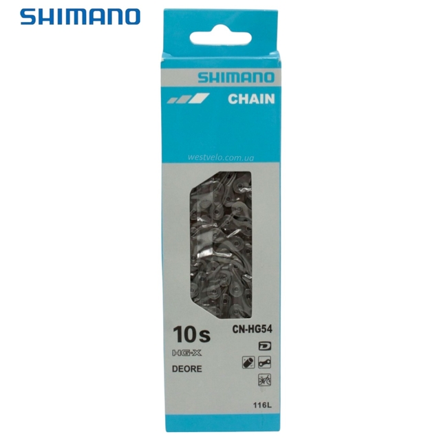 Ланцюг спорт 10 передач SHIMANO HG54 / XMN‑066 116 ланок + замок фото westvelo.com