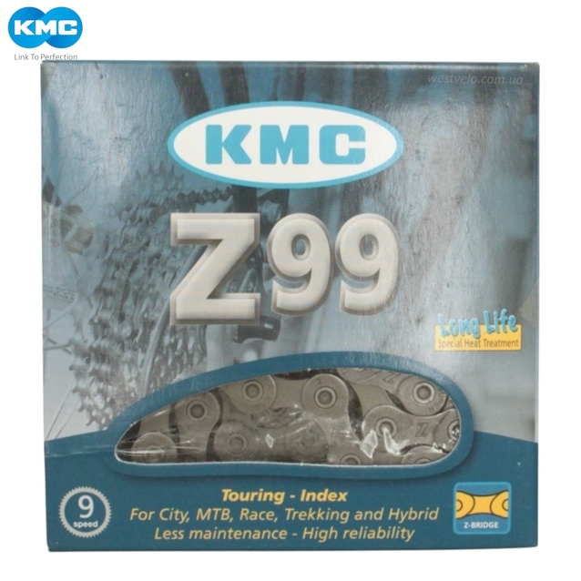 Ланцюг спорт 9 передач KMC Z99 чорний (1/2x11/128x116L)+ замок фото westvelo.com