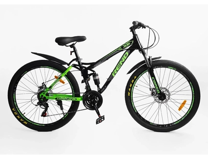 Велосипед 26 ST Corso «REND» RD-11320 сталь 15", (к-т SHIMANO) чорно-салатовий