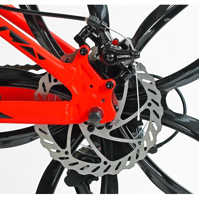 Велосипед 26 AL Corso «SPIDER» SP-26800 алюміній 13", (к-т SHIMANO) чорно-червоний, литі диски