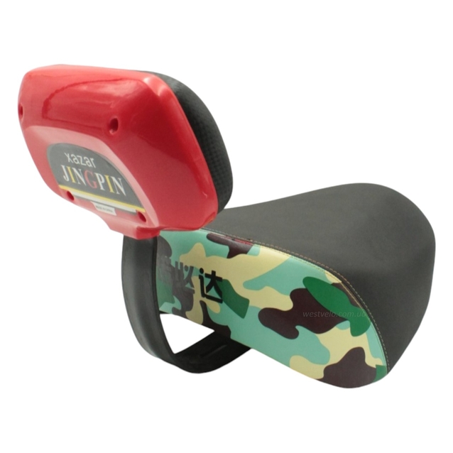 Сідло на пружинах JINGPIN (з спинкою) широке, металева основа, чорно-хакі фото westvelo.com