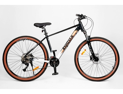 Велосипед 29 AL Corso «ENIGMA» NG-29747 алюміній 19", (к-т SHIMANO Alivio) вилка Santour гідравлічна, чорно-біло-коричневий